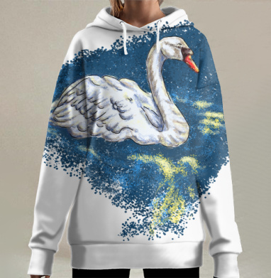 Лебедь при луне, Hoodie Long Oversize 3D