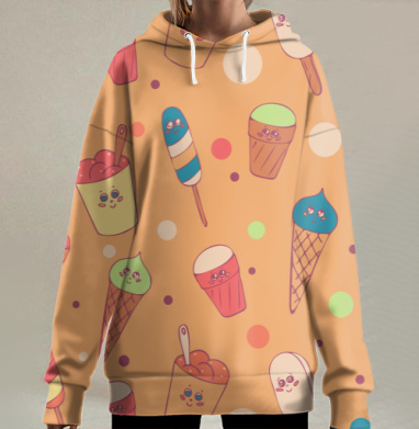 Паттерн мороженого в мультяшном стиле kawaii - Магазин футболок jsartvector - Дизайнерские принты