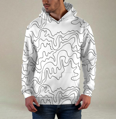 Плавный витиеватый узор завораживает глаз своей красотой, Худи / Мужская / С карманом / 3D