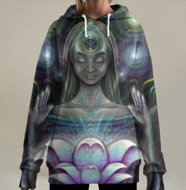 Медитация лотоса – Прикосновение к себе, Hoodie Long Oversize 3D