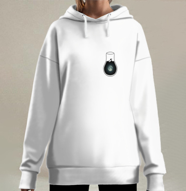 Луна в колбе ночное небо космос, Hoodie Long Oversize 3D