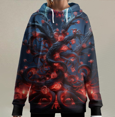 Мистическое дерево жизни и космоса, Hoodie Long Oversize 3D