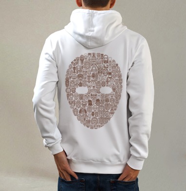Maskarad, Толстовка на молнии, печать на спине. муж. белая v3 320гр