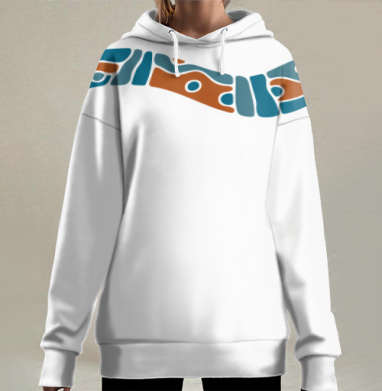 Переплетение лент абстрактное в темных цветах на сером фоне, Hoodie Long Oversize 3D