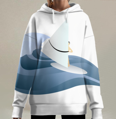 Парусный спорт свобода движения волна свободы движения волна, Hoodie Long Oversize 3D
