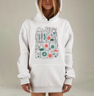 Lab Synthesis / Лабораторный синтез техногенных форм в лабораторном стекле, Hoodie Mjhigh Dig, оверсайз, утепленная
