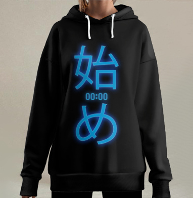 Неоновое Японское Начало Свежей Жизни 00 00, Hoodie Long Oversize 3D