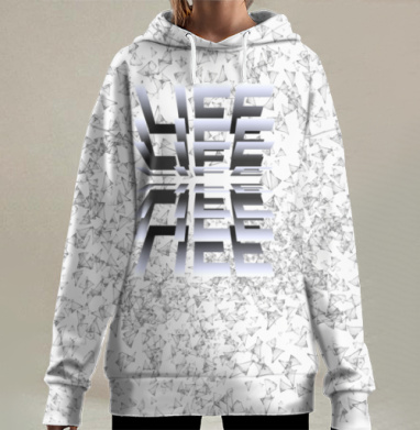 Отражение жизни в динамике эффект искажения жизни, Hoodie Long Oversize 3D
