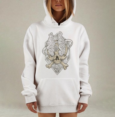 Мистический череп с глазом судьбы, Hoodie Mjhigh Dig, оверсайз, утепленная