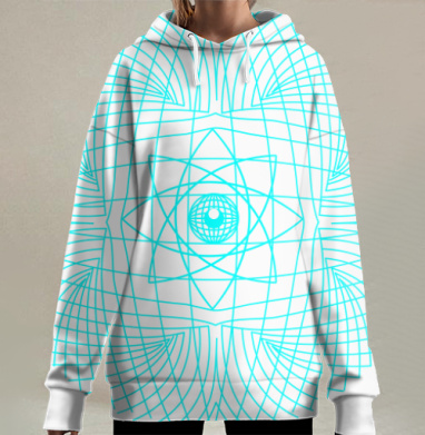 Генеративная мандала в стиле сакральной геометрии, Hoodie Long Oversize 3D