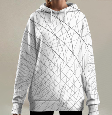 Психологическая ловушка сеть переплетения абстракция, Hoodie Long Oversize 3D