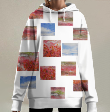 Пазл Саянских гор с яркой природой и текстом стань героем походов, Hoodie Long Oversize 3D