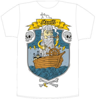 Cartoon Pirate Captain / Старый морской волк в маленькой деревянной лодке - Своя футболка белая A3 (30 x 40 см), страница 7