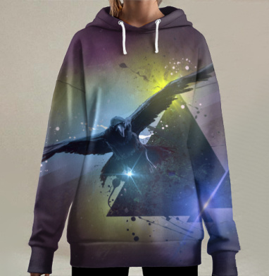 Ворон в полёте: символ силы и свободы, Hoodie Long Oversize 3D