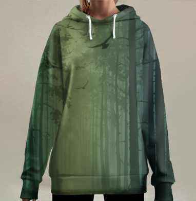 Мистический лес: путь к свету и загадкам, Hoodie Long Oversize 3D