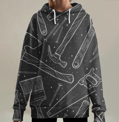Ремесленный узор с инструментами из легированной стали, Hoodie Long Oversize 3D