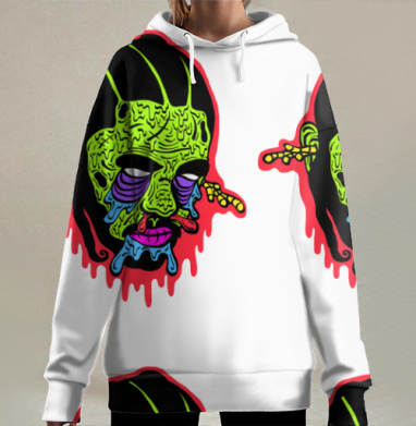 Голова со стрелами и текучим лицом голова со стрелами и текучим лицом, Hoodie Long Oversize 3D
