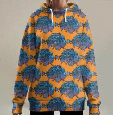 Нео-майя Тотем с мистической энергетикой, Hoodie Long Oversize 3D
