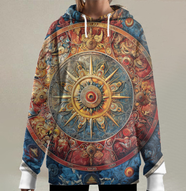 Круг сансары искусственный интеллект вечный цикл жизни, Hoodie Long Oversize 3D