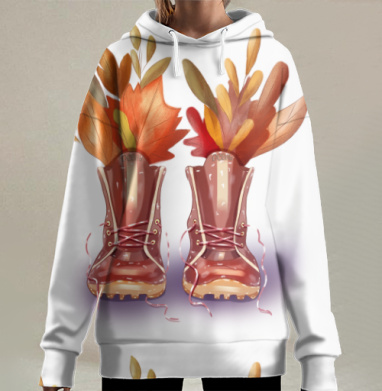 Сапожки с осенними листьями, Hoodie Long Oversize 3D