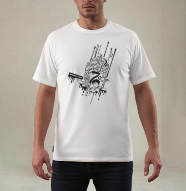 Графика 72 SEVENTY-TWO с черной краской, Футболка мужская REGULAR белая