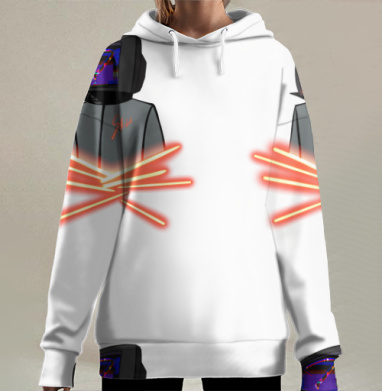 Человек Телевизор Неоновые Прутья Skulls, Hoodie Long Oversize 3D