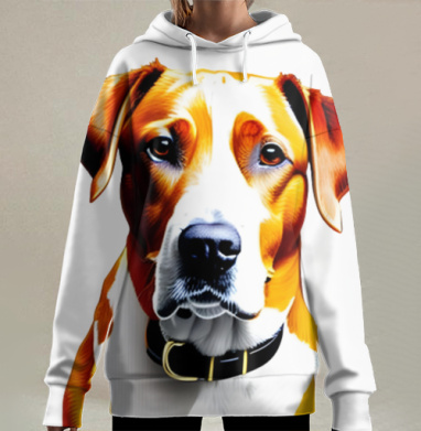 Собака в ошейнике, Hoodie Long Oversize 3D