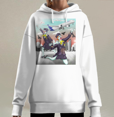 Зомби стюардессы атакуют городские улицы, Hoodie Long Oversize 3D
