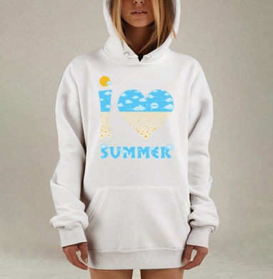 Любовь к лету с полевыми цветами голубое небо SUMMER, Hoodie Mjhigh Dig, оверсайз, утепленная