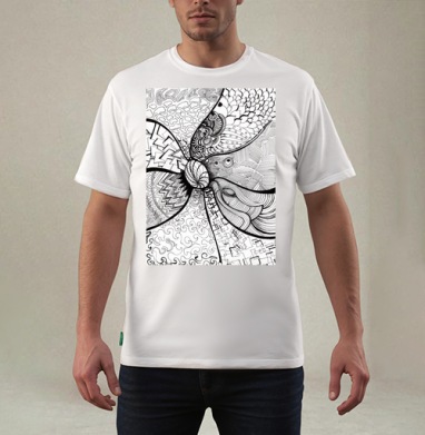 Абстрактный дудл-арт кружевной узор, Футболка мужская REGULAR белая