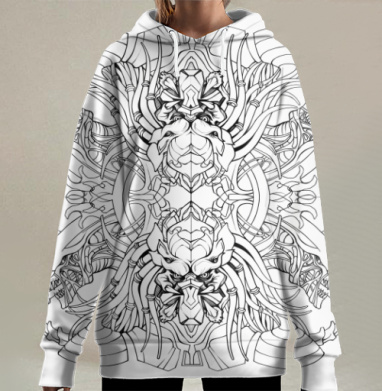 Механические крабы симметрия баланс гармония, Hoodie Long Oversize 3D