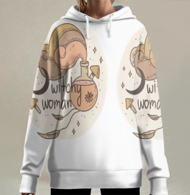 Магическая женская сила с рогом изобилия и колбой Witchy Woman, Hoodie Long Oversize 3D