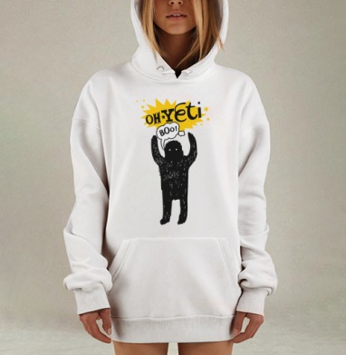 Забавный йети с поднятыми руками и надписью oh Yeti, Hoodie Mjhigh Dig, оверсайз, утепленная