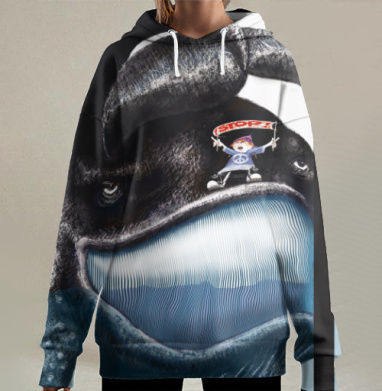 Защита китов с детским посланием Стоп за спасение китов, Hoodie Long Oversize 3D