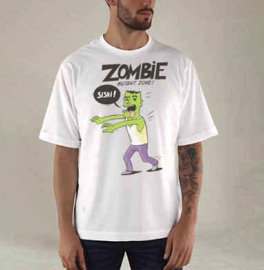 Zombie - Mutant Zone! - Купить мужские футболка oversize–limitless Монстры в Москве, цена мужских футболки oversize–limitless  с прикольными принтами - магазин дизайнерской одежды Maryjane