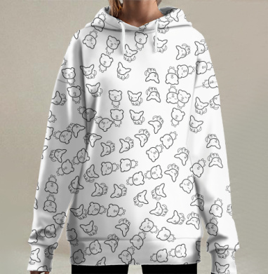 Милые детские персонажи песики и мишки для малышей, Hoodie Long Oversize 3D
