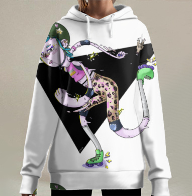 Звезда дерби бесстрашная яркая динамика движения, Hoodie Long Oversize 3D