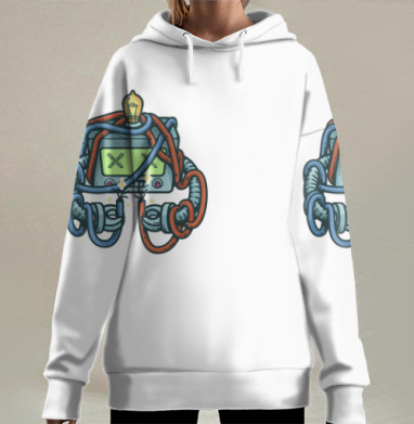 Робот короткое замыкание искры лампочка, Hoodie Long Oversize 3D