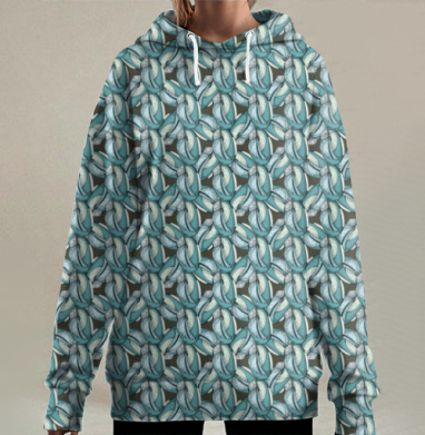 Abstract pattern of shells / Абстрактный узор из ракушек, Hoodie Long Oversize 3D