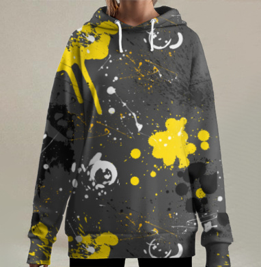 Абстракция темный асфальт, Hoodie Long Oversize 3D