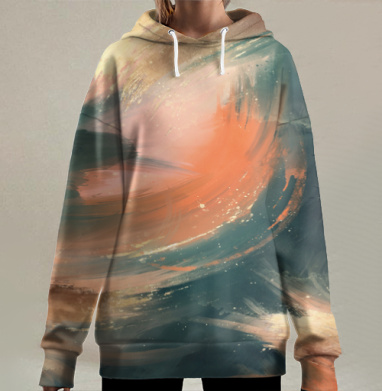 Динамичные энергетичные абстрактные мазки вихрь вдохновения, Hoodie Long Oversize 3D