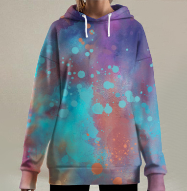 Акварель брызги, Hoodie Long Oversize 3D