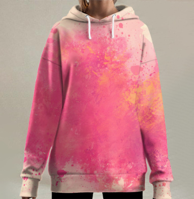Акварелька розовая, Hoodie Long Oversize 3D