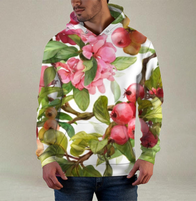Акварельная ветка яблони с цветами и листьями для дома - Магазин футболок orsinha - Дизайнерские принты