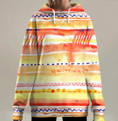 Акварельные полосы, Hoodie Long Oversize 3D