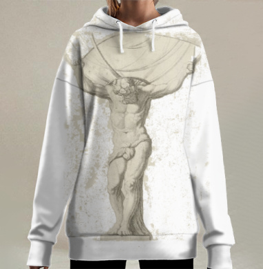 Мускулистый человек несет тяжесть без головы всегда тяжелые слова, Hoodie Long Oversize 3D
