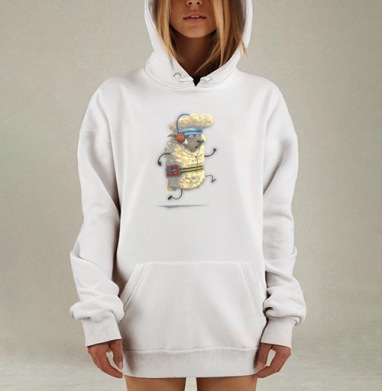 Энергичный бег овечки в спортивной повязке, Hoodie Mjhigh Dig, оверсайз, утепленная