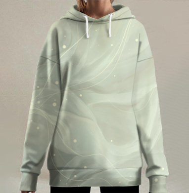 Нежное движение и сияние воздушных линий на светлом фоне, Hoodie Long Oversize 3D