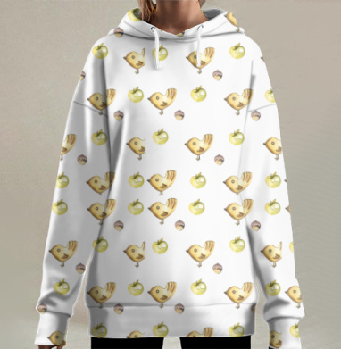 Birds / Птицы, Hoodie Long Oversize 3D