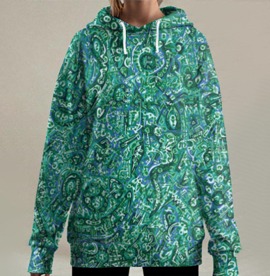 Динамическая абстрактная композиция гармонии хаоса бесконечности, Hoodie Long Oversize 3D